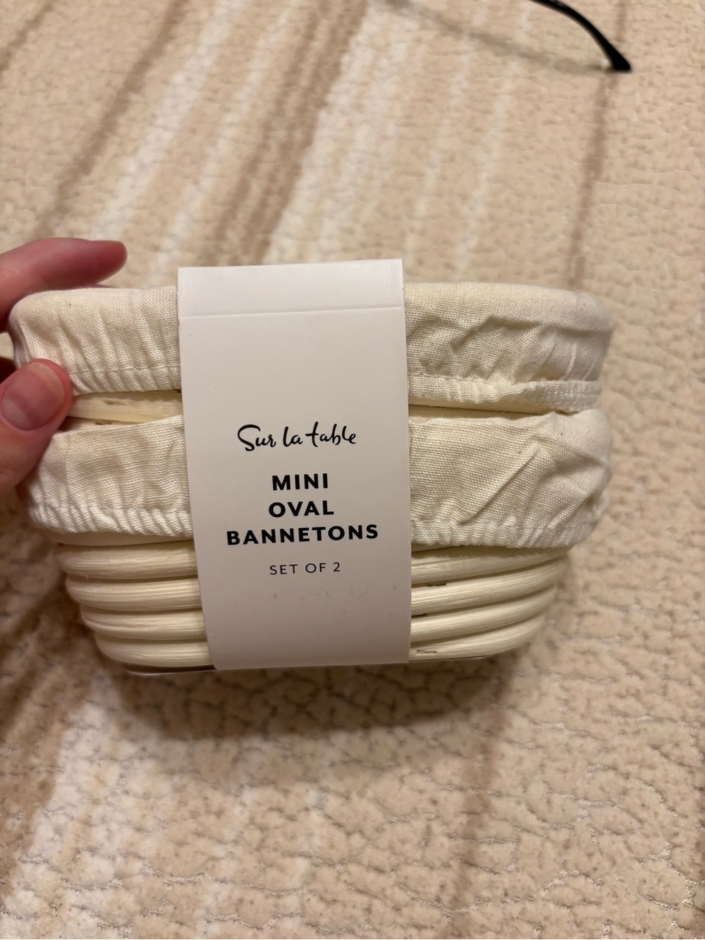 Sur La Table Cream Mini Oval Banneton Proofing Basket Set, 2-Pack
